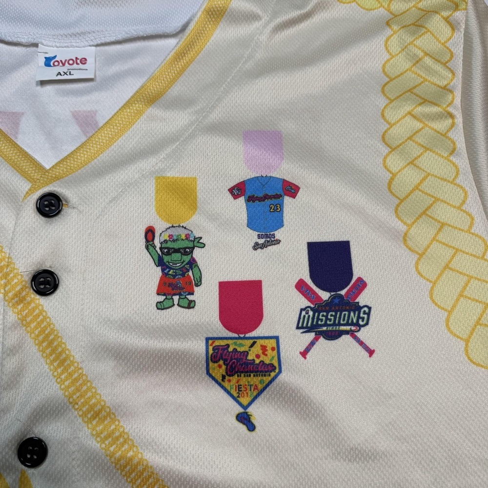 San Antonio Missions Jersey Mens XL White Baseball Rey Feo 77 Fiesta Promo - Picture 4 of 9